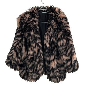 Boutique Black & Pink faux shag fur fluffy coat- S